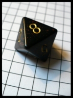 Dice : Dice - 8D - Rounded Opaque Black With Amber Speckles With Gold Numerals